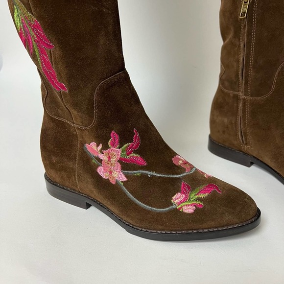 Ash Jess Over The Knee Boots Tall Embroidered Brown Suede Zip Size 37 $498 - Picture 3 of 11